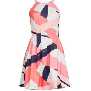 Vince Camuto Halter Dress. Sz 10 Brushstroke Print Fit & Flare Dress